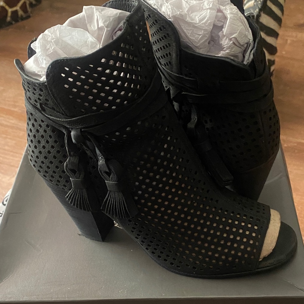 Vince Camuto Black Perforated Ankle Booties - Picture 3 of 7